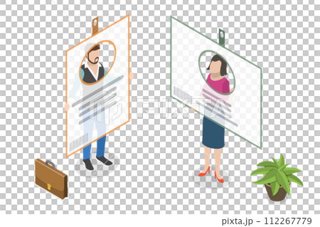 3D Isometric Flat Conceptual Illustration of Identification Badge 3D Isometric Flat Conceptual Illustration of Identification Badge 112267779