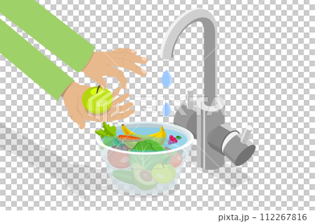 3D Isometric Flat Conceptual Illustration of Food Hygiene 3D Isometric Flat Conceptual Illustration of Food Hygiene 112267816