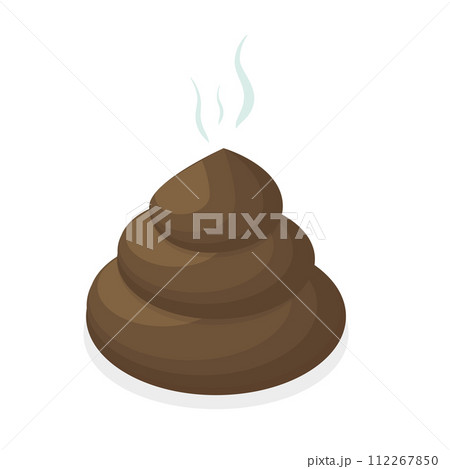 3D Isometric Flat  Icon of Pile Of Poo, Excrement and Smell 112267850