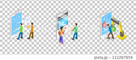 3D Isometric Flat Conceptual Illustration of Mobile Interface Design, Effective and Responsive App Interface 3D Isometric Flat Conceptual Illustration of Mobile Interface Design, Effective and Responsive App Interface 112267859