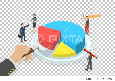 3D Isometric Flat Conceptual Illustration of Market Share, Shareholding Income 3D Isometric Flat Conceptual Illustration of Market Share, Shareholding Income 112267869