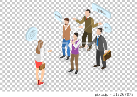 3D Isometric Flat  Conceptual Illustration of Difficult Deal , Business Communication Failure 112267878