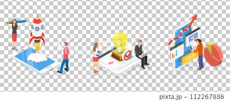 3D Isometric Flat Conceptual Illustration of Startup Ideas, Creative Ideas and Brainstorm 3D Isometric Flat Conceptual Illustration of Startup Ideas, Creative Ideas and Brainstorm 112267886