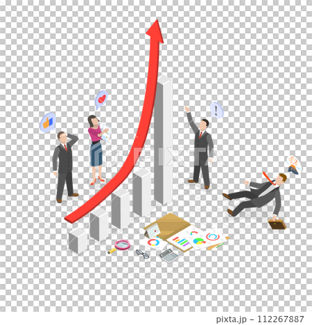 3D Isometric Flat  Conceptual Illustration of Performance Boost, Success Business 112267887