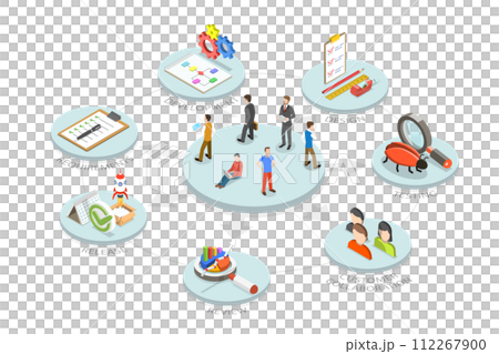 3D Isometric Flat  Conceptual Illustration of Agile Methodology, Project Management Model for Software Development 112267900