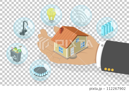 3D Isometric Flat Conceptual Illustration of Household Utilities Set, Utility Services 3D Isometric Flat Conceptual Illustration of Household Utilities Set, Utility Services 112267902