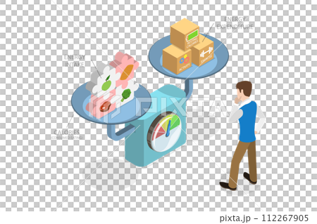 3D Isometric Flat  Conceptual Illustration of Energy Balance, Active and Healthy Lifestyle 112267905