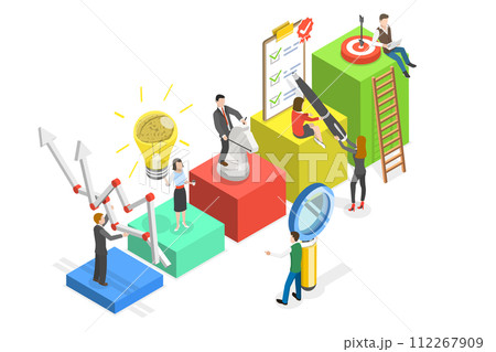 3D Isometric Flat Conceptual Illustration of Employee Mentoring, Business Coaching 3D Isometric Flat Conceptual Illustration of Employee Mentoring, Business Coaching 112267909