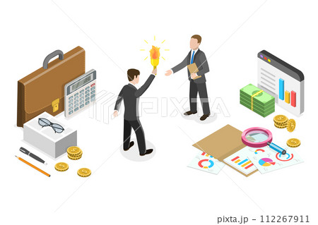 3D Isometric Flat  Conceptual Illustration of Business Successor Plan, Company Handover 112267911