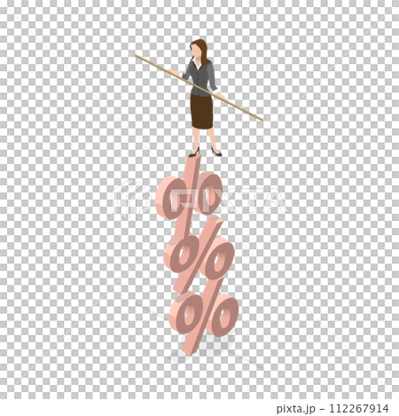 3D Isometric Flat  Conceptual Illustration of Investment Crisis, Rising Interest Rates 112267914