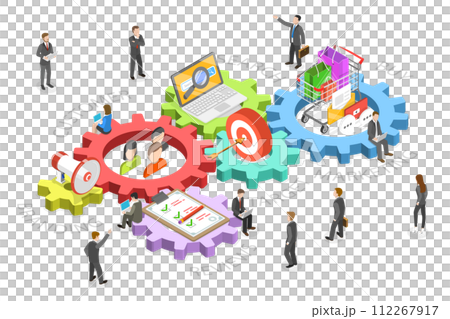 3D Isometric Flat  Conceptual Illustration of Customer Journey, Buyers Experience, Client Buying Decision 112267917