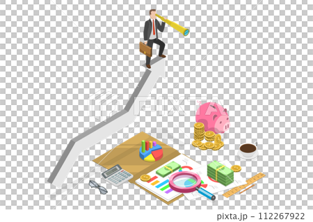 3D Isometric Flat  Conceptual Illustration of Business Opportunity , Choosing Strategy or Direction 112267922