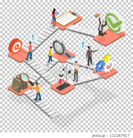 3D Isometric Flat  Conceptual Illustration of Financial Audit, Analytics Business Report 112267927