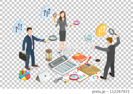 3D Isometric Flat  Conceptual Illustration of Business Research, Search for New Idea 112267931