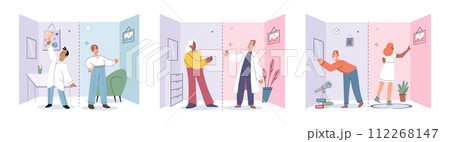 Personal space vector illustration. Social interactions are influenced by societal norms and expectations regarding personal space The personal space metaphor represents psychological boundaries Personal space vector illustration. Social interactions are influenced by societal norms and expectations regarding personal space The personal space metaphor represents psychological boundaries 112268147