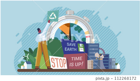 Climate change. Save the planet. Vector illustration Lets unite on World Environment Day to champion environmental causes Taking steps to change climate patterns is vital for future generations 112268172