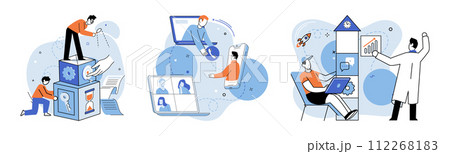 Team work vector illustration. Effective teamwork leads to innovative solutions in business The teams collaboration is driving force behind their achievements Cooperation among team members fosters 112268183