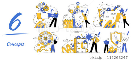 Corporate vision vector illustration. Strategic planning is cornerstone upon which pillars corporate vision are erected Progress is fertile soil where seeds corporate vision blossom into achievement 112268247