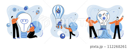 Team work vector illustration. Planning and effective communication are essential for project success Innovation is nurtured through collaborative team environment The team work concept highlights 112268261