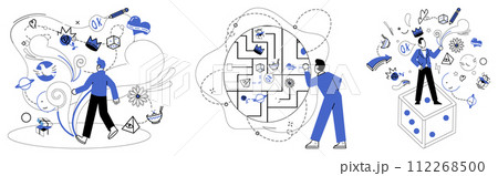 Change management vector illustration. Evolving performance is sweet melody played by orchestra organizational transformation Improvement is key unlocking doors to treasure trove change management Change management vector illustration. Evolving performance is sweet melody played by orchestra organizational transformation Improvement is key unlocking doors to treasure trove change management 112268500