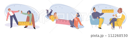 Social distance vector illustration. Society must come together to enforce social distancing measures effectively Isolating oneself when feeling unwell is responsible action Social distancing 112268530