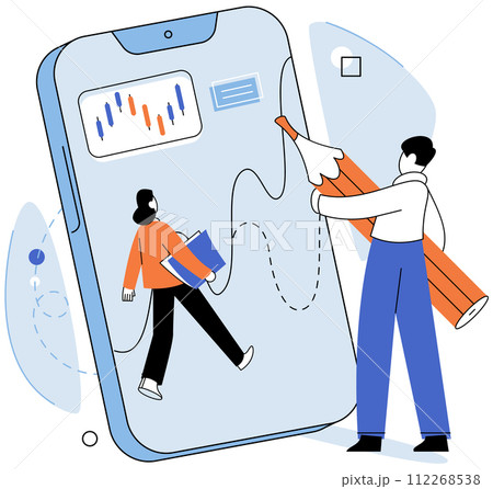 Data analysis. Vector illustration. Market analysis and analytics provide valuable insights into customer behavior and market trends Marketing analytics enables businesses to optimize their marketing Data analysis. Vector illustration. Market analysis and analytics provide valuable insights into customer behavior and market trends Marketing analytics enables businesses to optimize their marketing 112268538