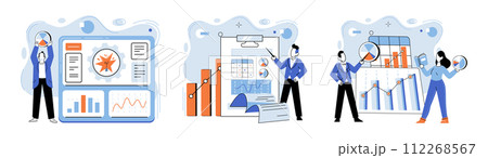 Data analysis. Vector illustration. The banking industry relies on data analysis to detect fraudulent activities and manage risk Business commerce is increasingly driven by data analytics Data analysis. Vector illustration. The banking industry relies on data analysis to detect fraudulent activities and manage risk Business commerce is increasingly driven by data analytics 112268567