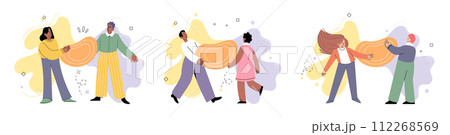 Social distance vector illustration. Social distancing guidelines aim to protect public health Maintaining distance is preventive measure in times pandemic The social distance metaphor highlights 112268569