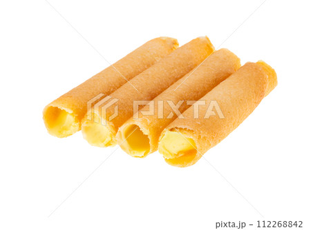 waffle roll with lemon cream 112268842