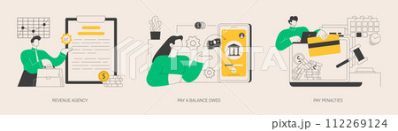 Tax payment abstract concept vector illustrations. Tax payment abstract concept vector illustrations. 112269124