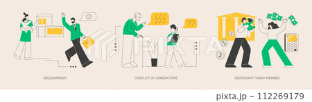 Family needs and communication abstract concept vector illustrations. Family needs and communication abstract concept vector illustrations. 112269179