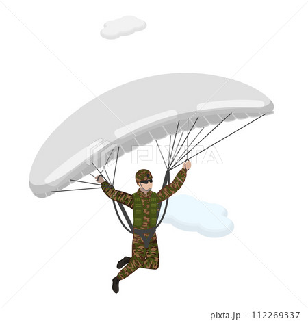 3D Isometric Flat Vector Illustration of Paratroopers. Item 1 112269337
