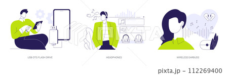 Gadgets and accessories abstract concept vector illustrations. Gadgets and accessories abstract concept vector illustrations. 112269400