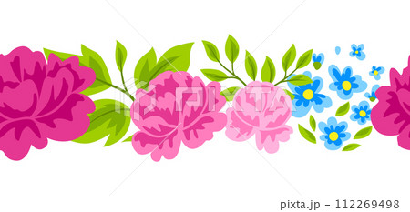 Pattern with pretty flowers. Beautiful decorative natural plants and leaves. Pattern with pretty flowers. Beautiful decorative natural plants and leaves. 112269498