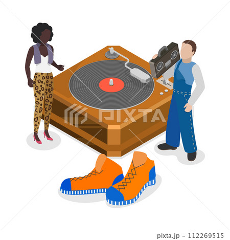 3D Isometric Flat Vector Illustration of Rap Music Lifestyle. Item 1 3D Isometric Flat Vector Illustration of Rap Music Lifestyle. Item 1 112269515