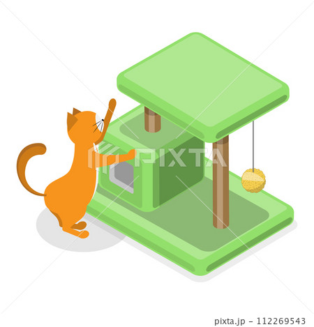 3D Isometric Flat Vector Set of Wild And Domestic Animals With Homes. Item 1 112269543