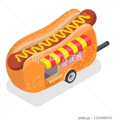 3D Isometric Flat Vector Illustration of Street Food Trucks. Item 3 112269553