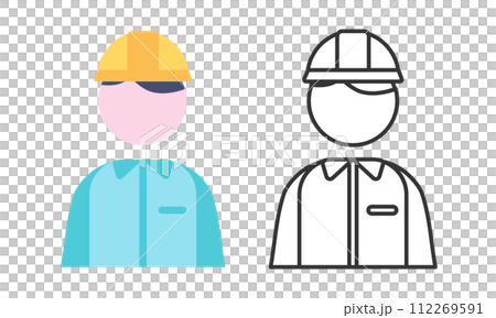 Men in work clothes wearing a helmet 112269591