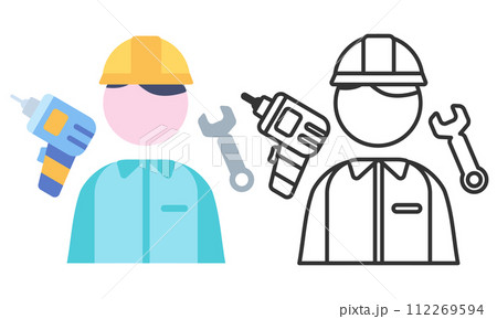 工具を持った作業着の男性 112269594