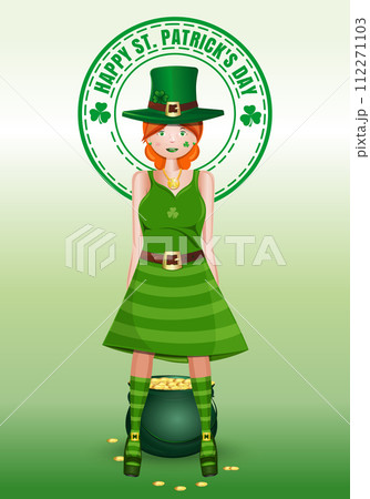 St.Patricks Day design with red-haired girl 112271103