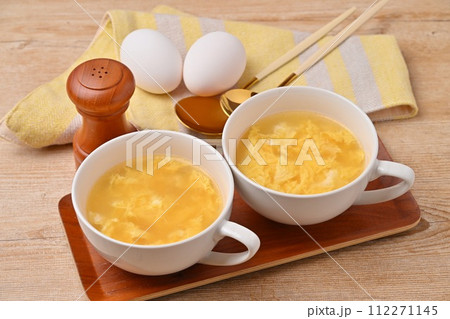 卵スープ、たまごスープ、玉子スープ、スープ、洋食。2人分。 112271145
