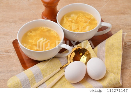 卵スープ、たまごスープ、玉子スープ、スープ、洋食。2人分。 112271147