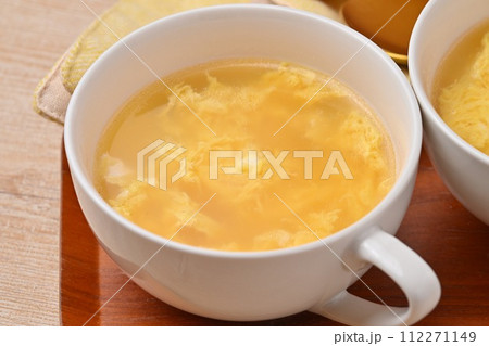 卵スープ、たまごスープ、玉子スープ、スープ、洋食。2人分。 112271149