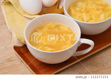 卵スープ、たまごスープ、玉子スープ、スープ、洋食。2人分。 112271153
