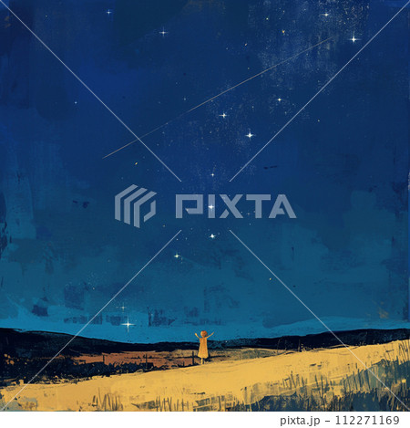 【AI生成画像・AIイラスト】満月の夜に星空が輝く 112271169