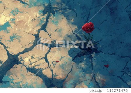 【AI生成画像・AIイラスト】白い大地と赤い花 112271476