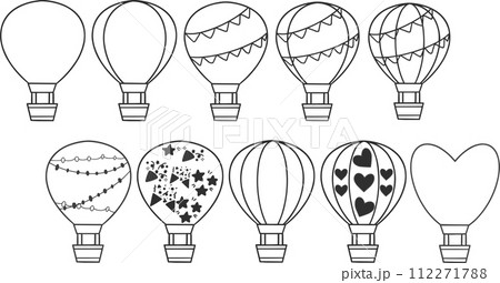 Hot Air Balloon Line Art, Simple Vector Line Art 112271788