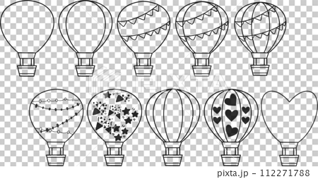 Hot Air Balloon Line Art, Simple Vector Line Art 112271788