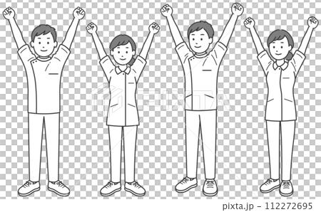 一位護士的全身插圖集，她對雙手舉起感到滿意 112272695