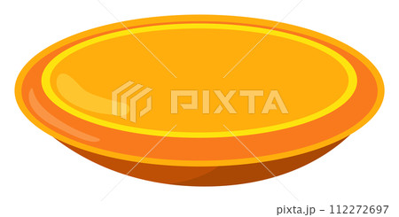 Bright orange bowl illustration, empty clean, shiny surface. Cartoon style orange bowl, isolated white background, kitchenware graphic. Simple dish icon, top view, colorful vector design Bright orange bowl illustration, empty clean, shiny surface. Cartoon style orange bowl, isolated white background, kitchenware graphic. Simple dish icon, top view, colorful vector design 112272697